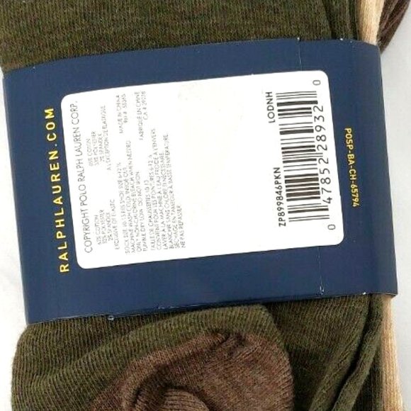 Polo Ralph Lauren 3-Pack Classic Argyle Dress Socks Khaki Olive Green Br… - Picture 4 of 8